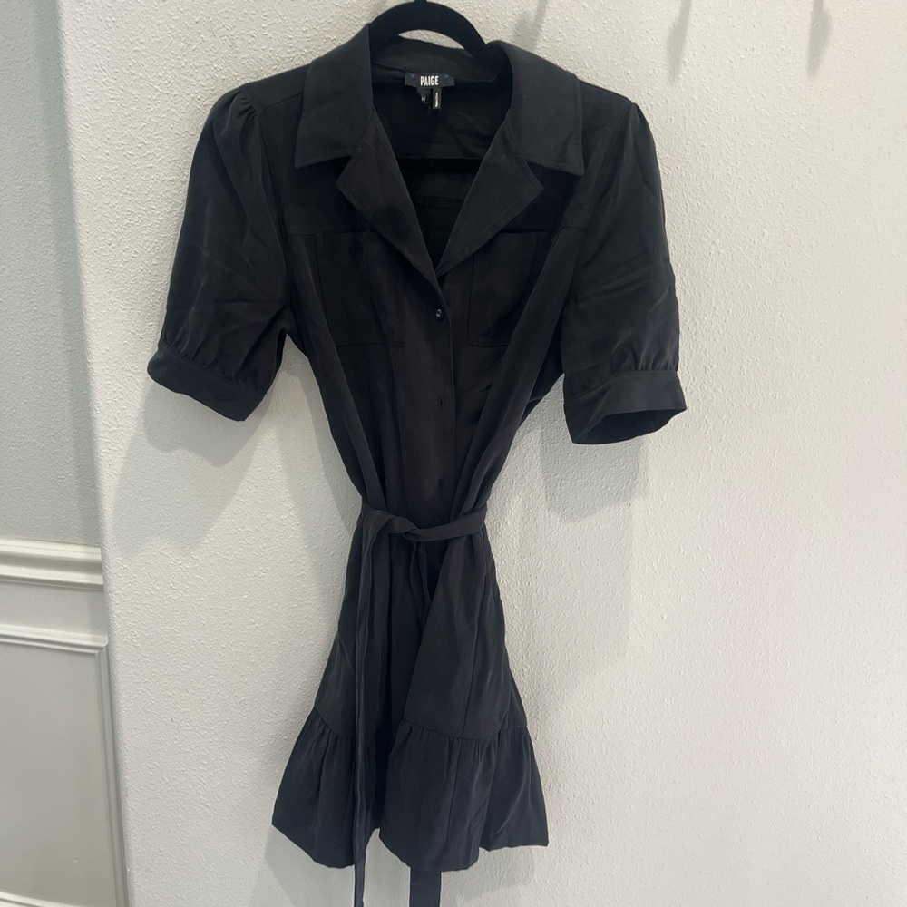 PAIGE Black Mini Dress with Short Sleeves